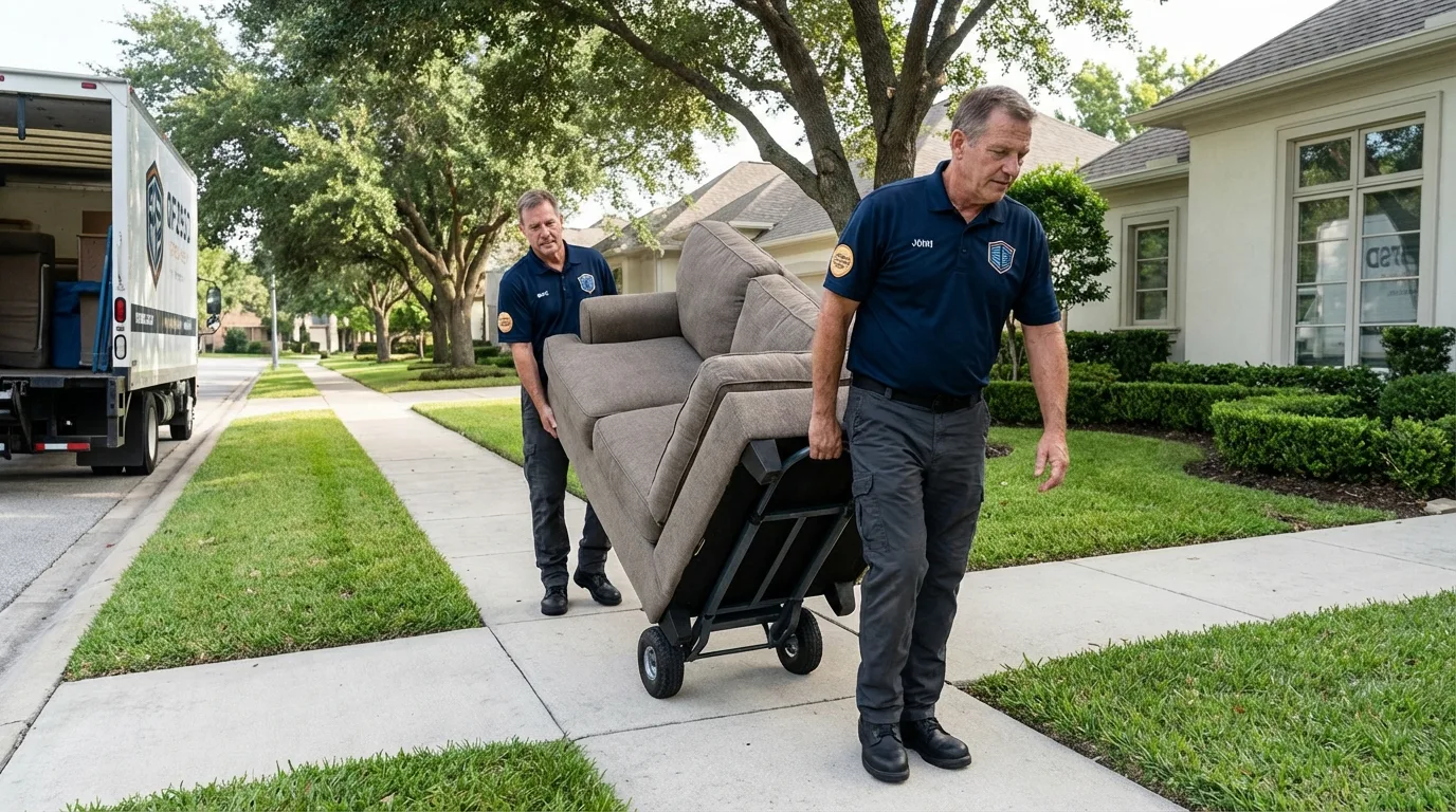 Local residential moving crew loading furniture in Saint James City, FL