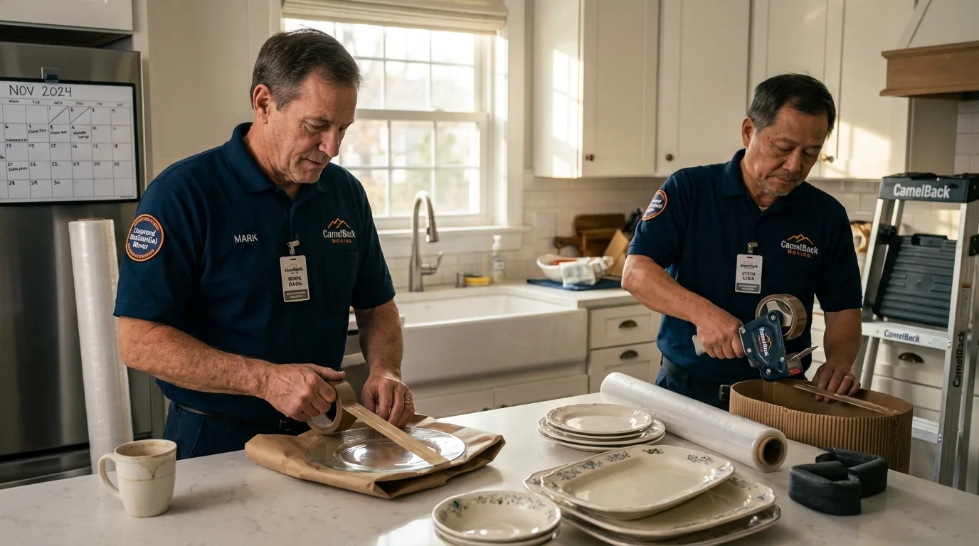 Professional crew packing kitchen dishware in Saint James City, FL