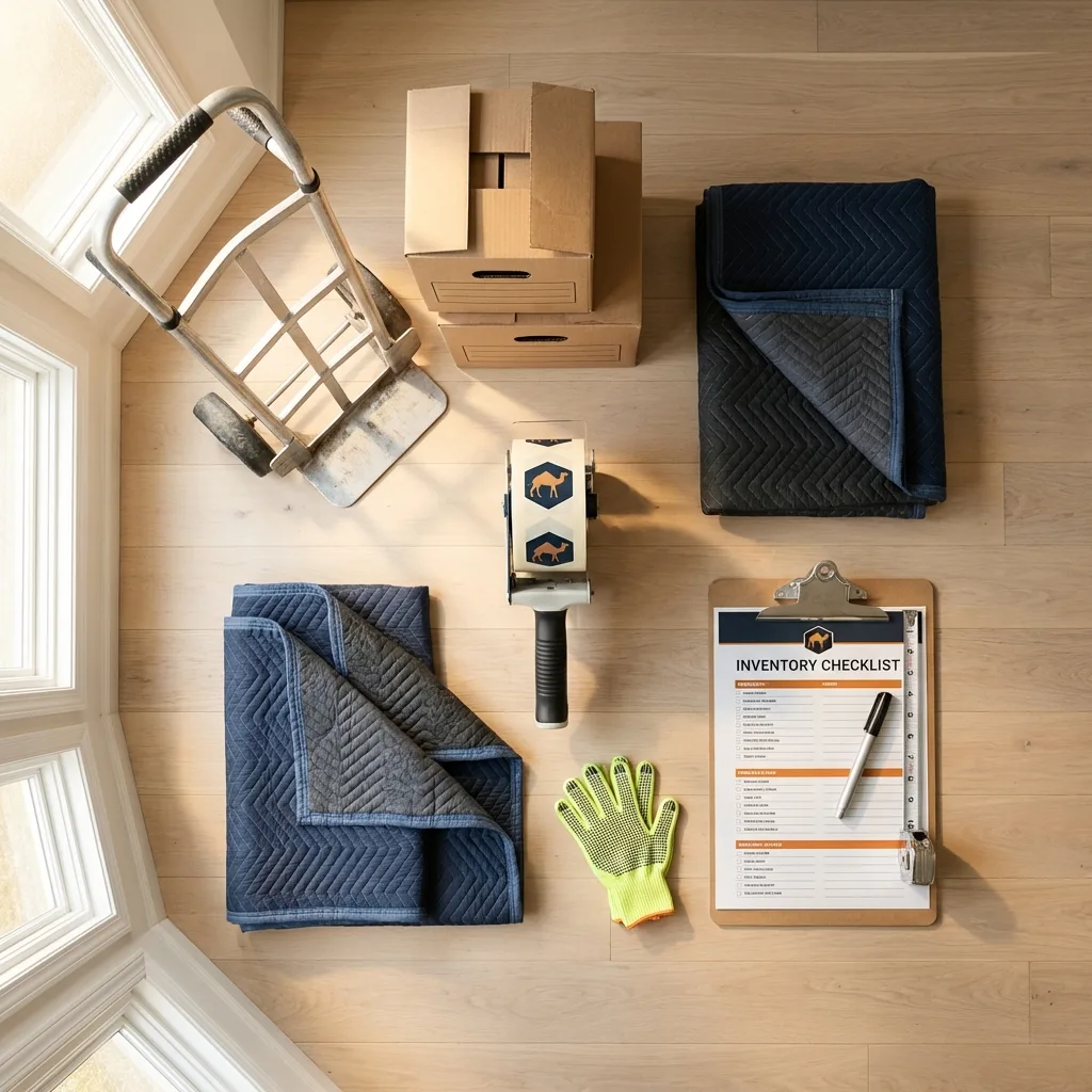 Professional moving supplies and packing materials layout for Saint James City residential relocations